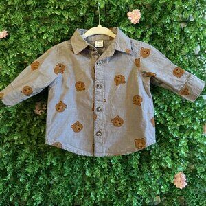 3/$12 - Old Navy Bear Button Up Shirt 0-3M